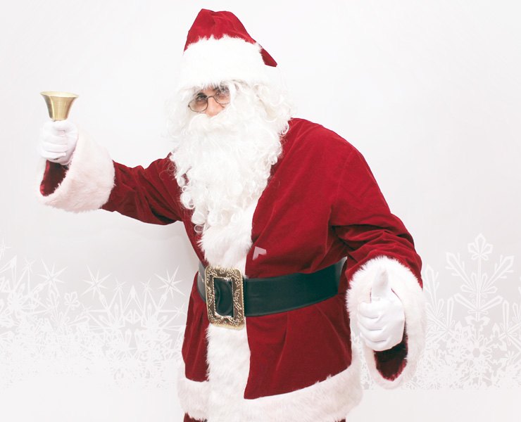 That Santa ringing his bell and giving a thumbs up